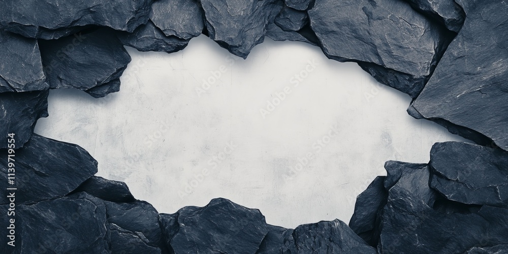 Poster creative banner design featuring contrasting empty space surrounded by dark lava stones
