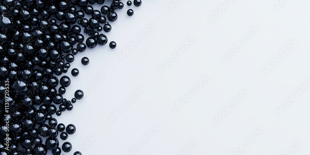 Poster contrast blank banner adorned with black glass beads creating an elegant visual effect