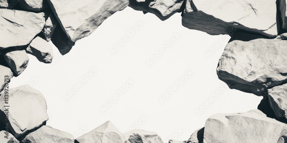 Poster Banner featuring flint rocks framing a contrasting empty space for creative use