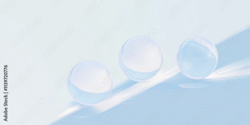 Poster elegant banner design featuring glass marbles creating a contrasting visual appeal and clean shadows