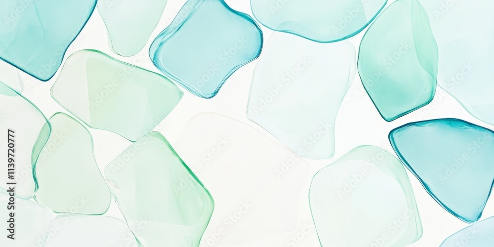 Poster contrast empty space featuring sea glass pieces arranged with clean shadows for an elegant display