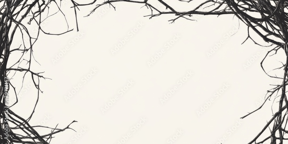 Aufkleber Twisted vines create a contrasting frame around empty space for creative use in design