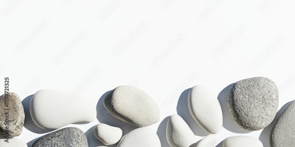 Aufkleber banner design featuring polished river stones with empty contrast space for creative use in various 