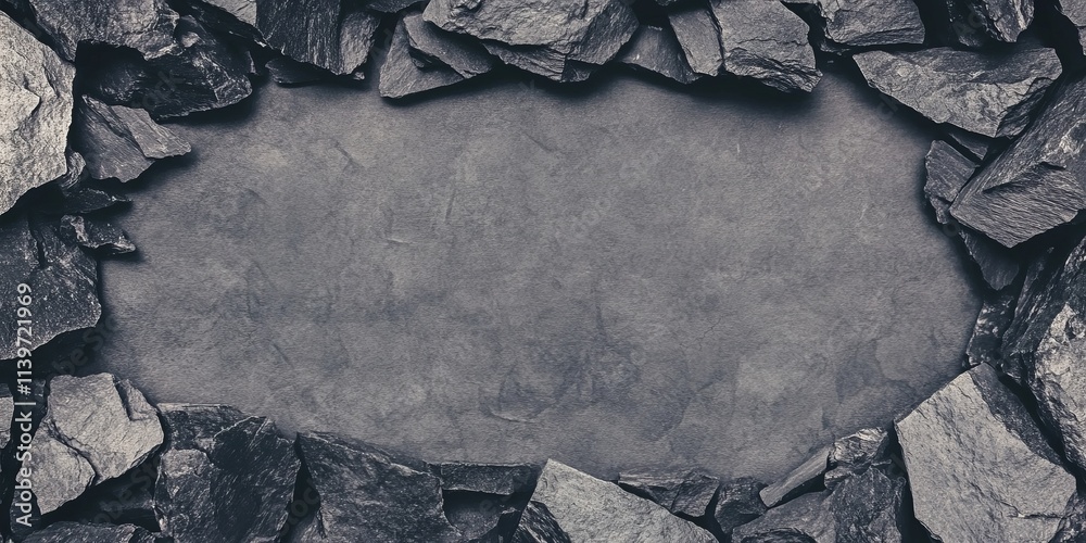 Poster Banner design featuring empty space surrounded by lava stones creating a striking contrast for visual impact