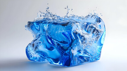 Fototapeta premium Dynamic 3D Render of a Blue Water Cube