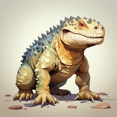 Fototapeta premium Flat Vector Illustration of an Ankylosaurus Dinosaur in 2D