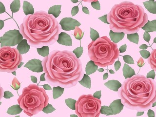 バラのシームレスパターン（ピンク）　B-2