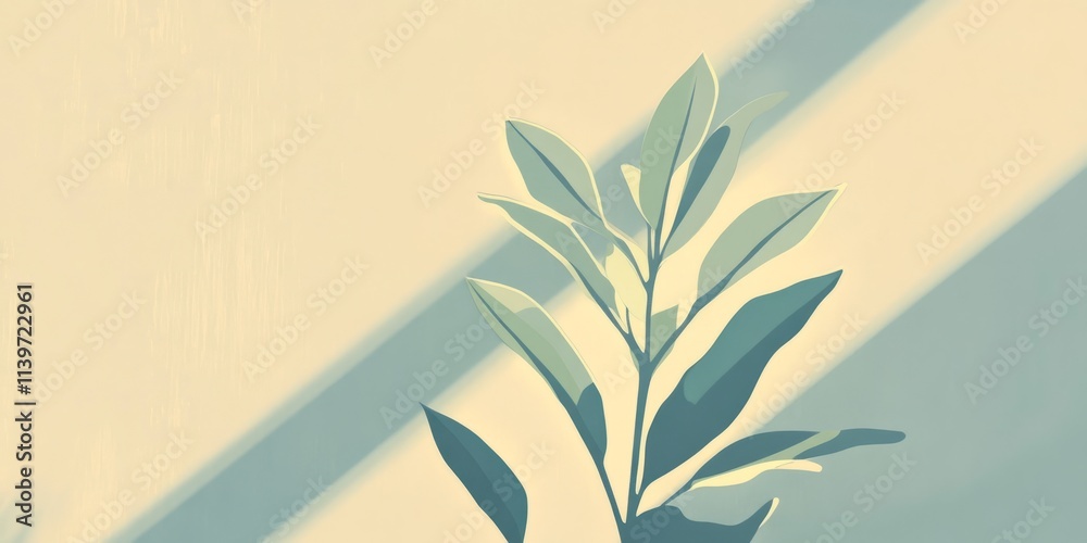 Poster contrast banner featuring seedlings and clean shadows in an empty space for fresh design ideas