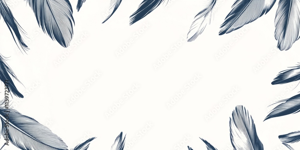 Poster Elegant banner design featuring feather quills framing a contrasting empty space for text or images