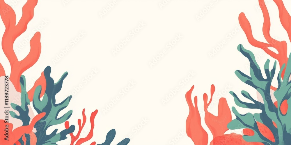 Poster vibrant banner featuring colorful coral fragments with clean shadows and empty space for customizati