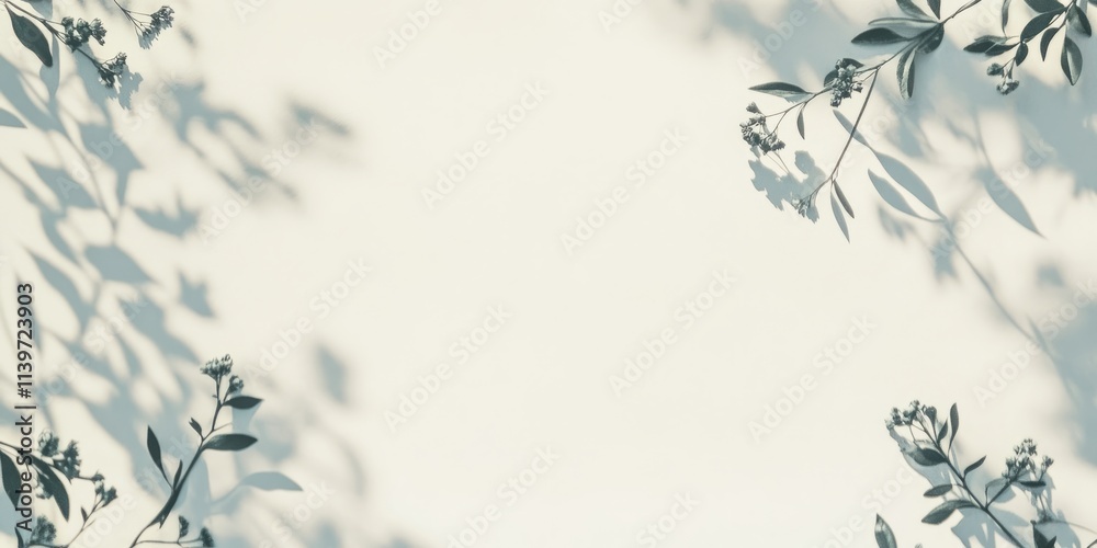 Poster beautiful banner design featuring pressed flowers and clean shadows in a tranquil empty space