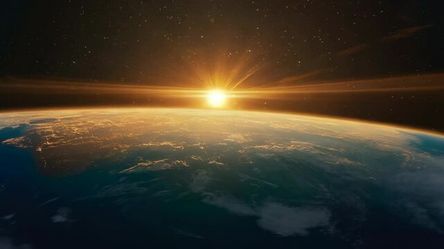 A breathtaking view of the sunrise as seen from outer space, illuminating the Earth&rsquo;s horizon with brilliant colors and captivating beauty, showcasing the wonder of our planet and universe.