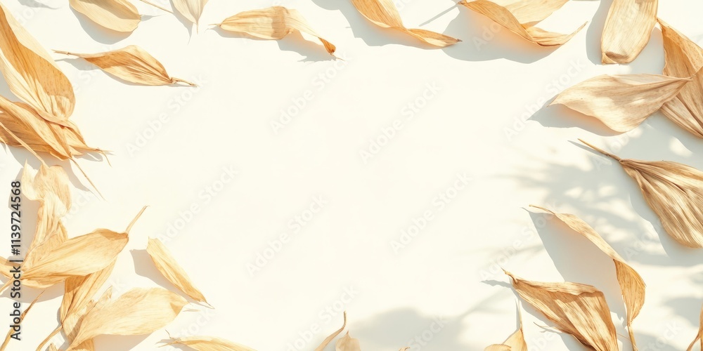 Poster dried corn husks frame a blank canvas for creative projects in autumn's warm light