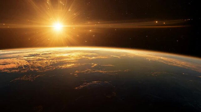 A breathtaking view of the sunrise as seen from outer space, illuminating the Earth&rsquo;s horizon with brilliant colors and captivating beauty, showcasing the wonder of our planet and universe.