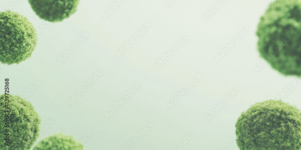 Aufkleber Moss balls arranged on a clean, contrasting background with ample empty space for design