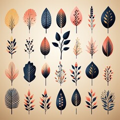 A Collection of Intricate Floral and Leaf Designs with Vibrant Colors
