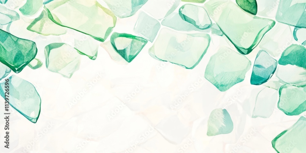 Poster contrasting empty space framed by sea glass pieces creates a clean and tranquil banner design for va