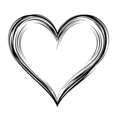 Stylized outline of a heart shape created with flowing black brush strokes on a white background
