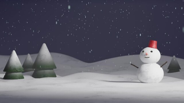 ループ背景・雪原ver3Dmodel【動画素材】