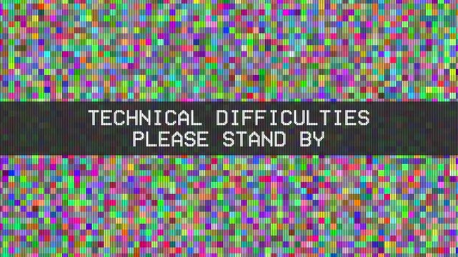 Technical Difficulties On Retro CRT Television Screen Loop