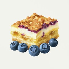 Illustration of pastry dessert with blueberries