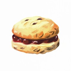 Illustration of a scone with jam