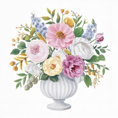 Illustration of a vase with beautiful flowers