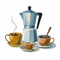 Illustration of coffee maker and coffee