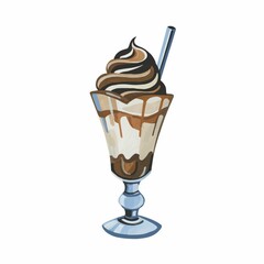 Illustration of a cup of coffee with ice cream