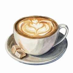 Illustration of a cup of coffee with latte art