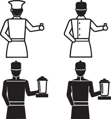 Black cartoon silhouette illustrations of diverse business people in suits and hats