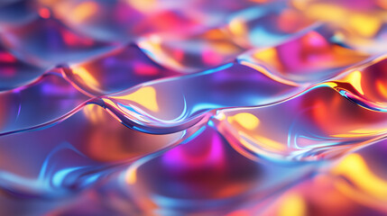 Naklejka premium Abstract Waves of Color: A mesmerizing abstract image of vibrant, iridescent waves, creating a captivating interplay of light and texture. The colors blend and shift.