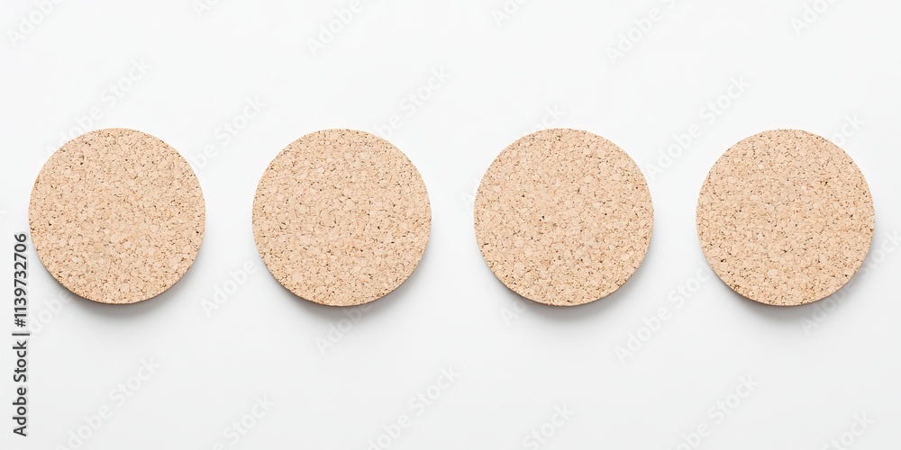 Poster Cork disks arranged on a clean surface showcasing empty space for creative designs or text