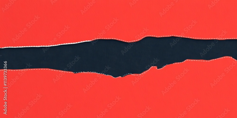 Aufkleber Bold decorative banner with contrasting empty space and embroidered edges for various display uses