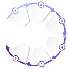 Basic circle infographic with 6 steps, process or options.