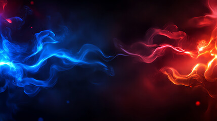 Obraz premium Colorful swirling smoke patterns in blue and red, creating an abstract and dynamic effect.