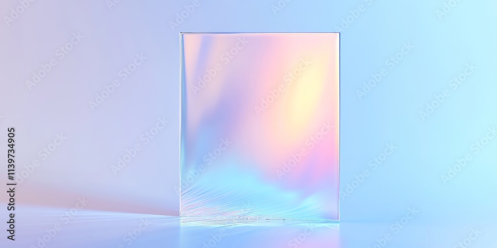 Poster banner with holographic edges showcasing contrast and empty space for creative design