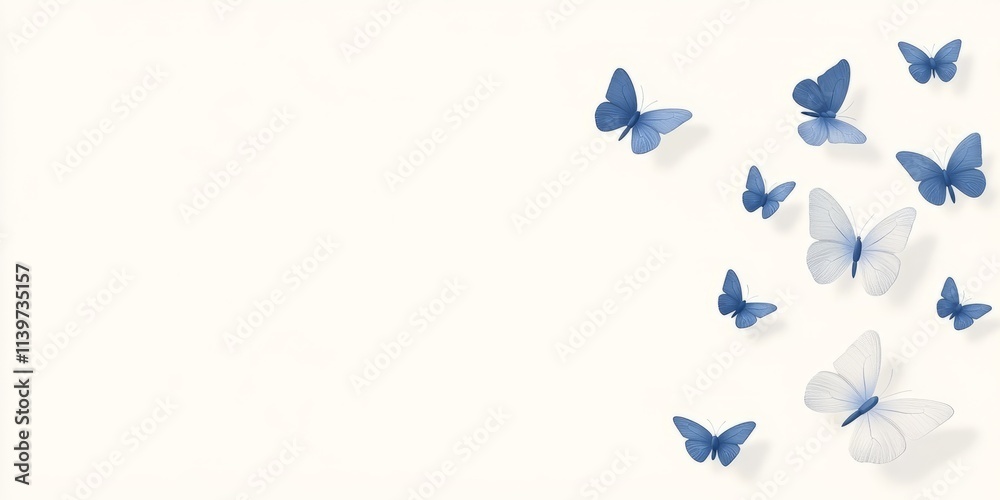 Aufkleber Elegant banner design featuring silk butterflies with a contrasting empty space for creative use