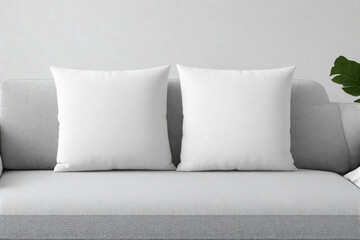 Customizable Blank Throw Pillows on Neutral Couch