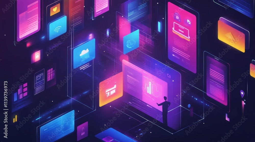 Wall mural engaging visualization of innovative applications in digital space