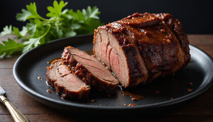 Barbecue brisket in Michelin-star style in rich browns