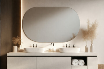 Modern Bathroom Vanity with Blank Mirror for Custom Branding