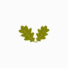 Leaf Icon, green oak leaf ecology nature icon isolated on white background.
