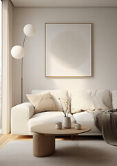 Modern Scandinavian and minimalist living room interior. White empty room. Scandinavian interior design. Home Nordic interior.