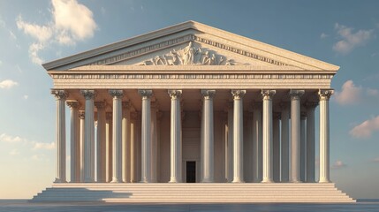 Obraz premium Majestic Grecian Temple: Architectural Marvel Under a Calm Sky