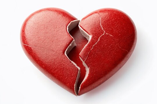 Macro photography captures the poignant beauty of a broken heart icon, symbolizing the bittersweet feelings of love lost and the pain of divorce this Valentine's Day.