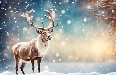 Cute cartoon reindeer vector illustration, perfect for Christmas card design