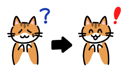 わからないことがわかった手書きの猫のイラスト