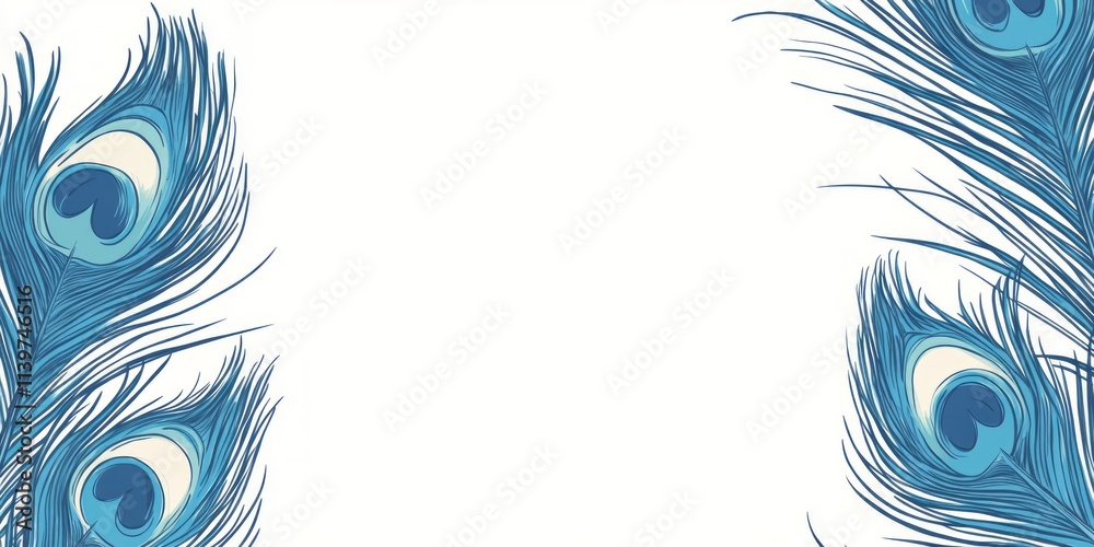 Poster Elegant peacock plume banner design featuring contrasting empty space for text or images