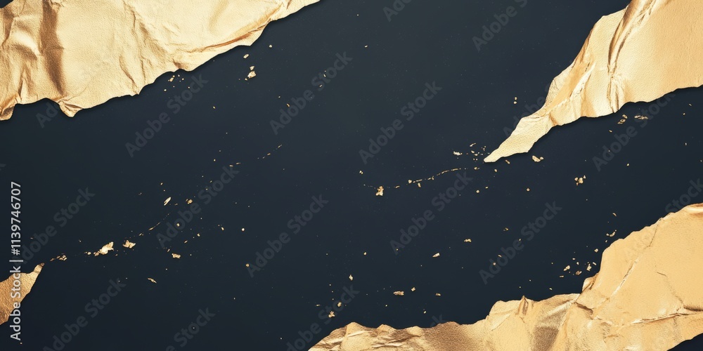 Poster Elegant banner design with golden foil flakes and contrasting empty space for creative use
